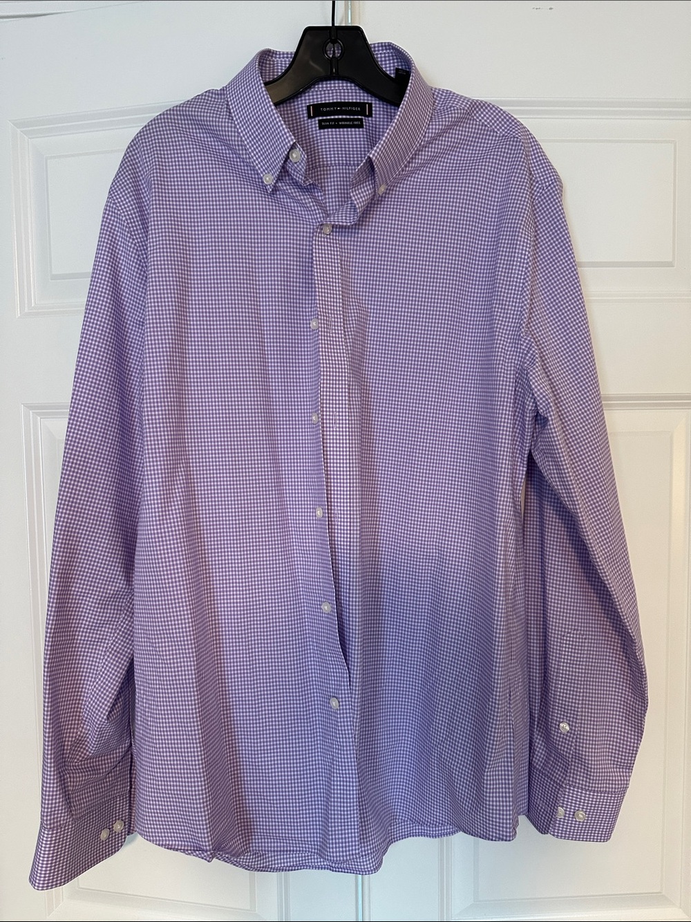 Tommy Hilfiger Lavender Micro-Check Button-Down Dress Shirt